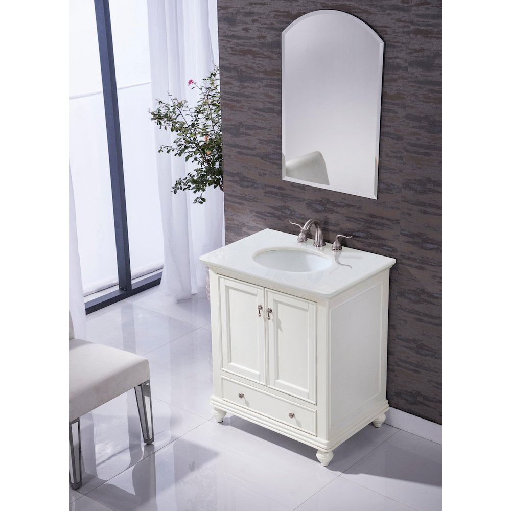 30 inch Single Bathroom vanity in Antique White