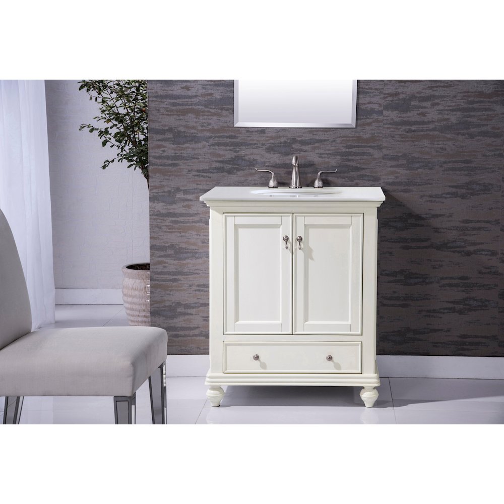 30 inch Single Bathroom vanity in Antique White