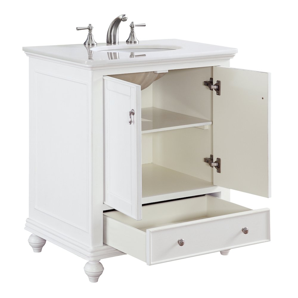 30 inch Single Bathroom vanity in Antique White