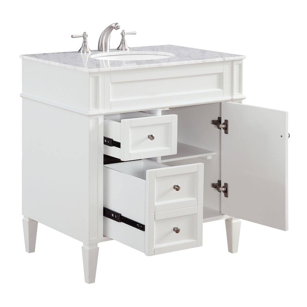 32 In. Single Bathroom Vanity Set In White