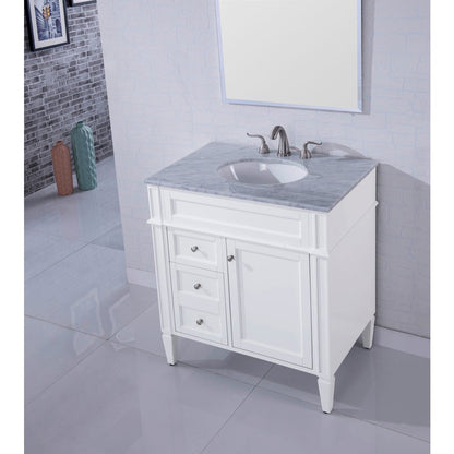 32 In. Single Bathroom Vanity Set In White