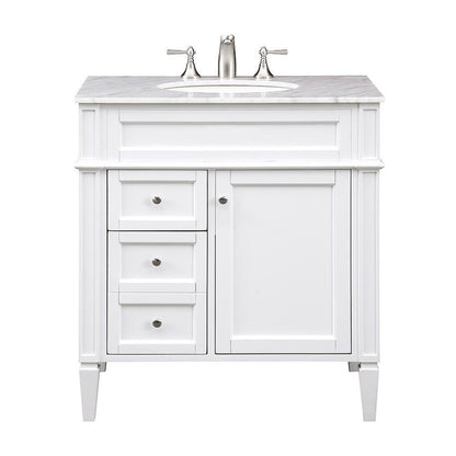 32 In. Single Bathroom Vanity Set In White