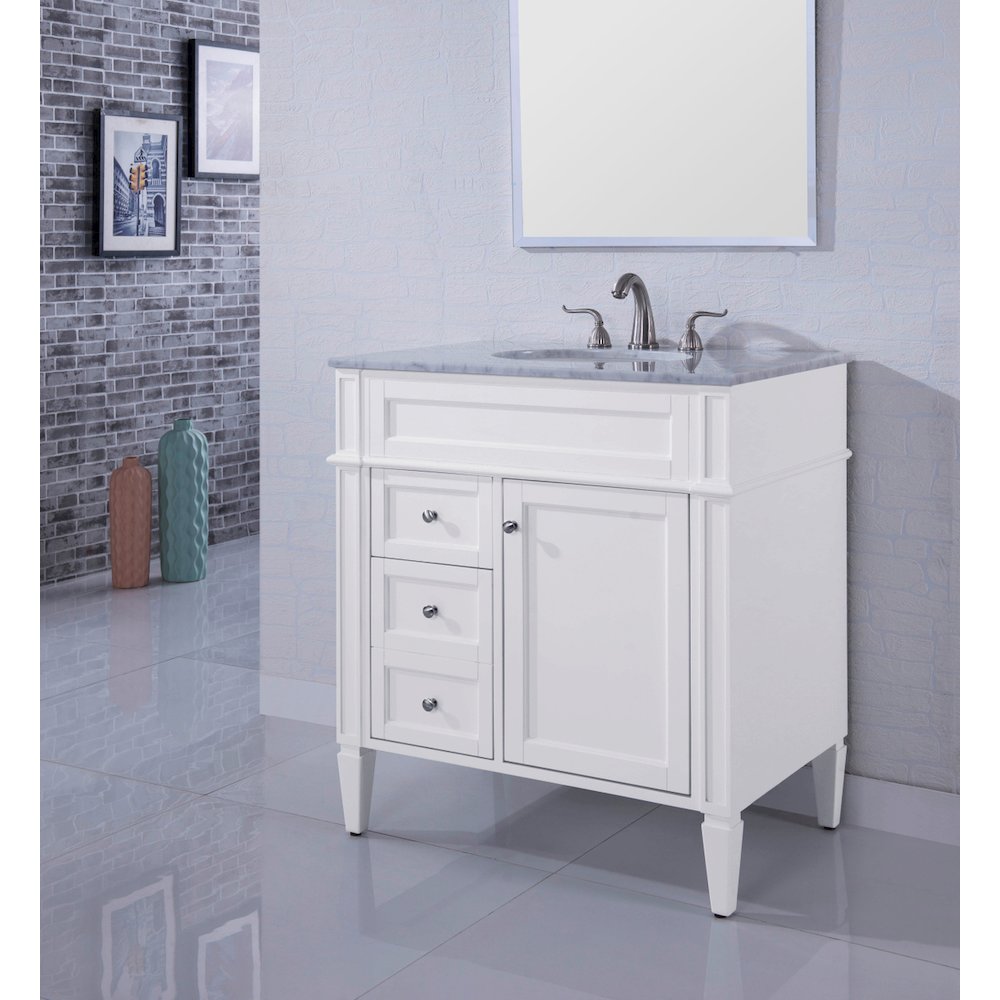 32 In. Single Bathroom Vanity Set In White