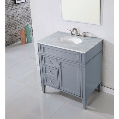32 In. Single Bathroom Vanity Set In Grey