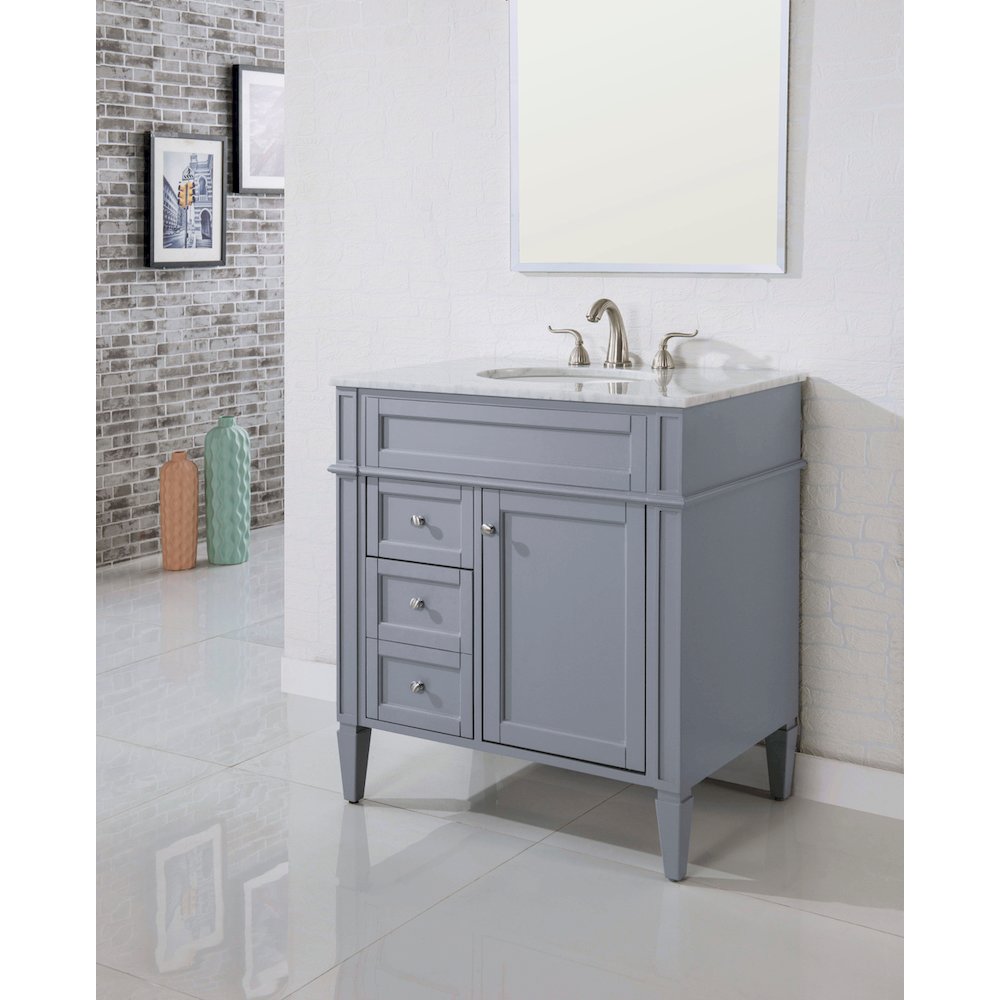 32 In. Single Bathroom Vanity Set In Grey