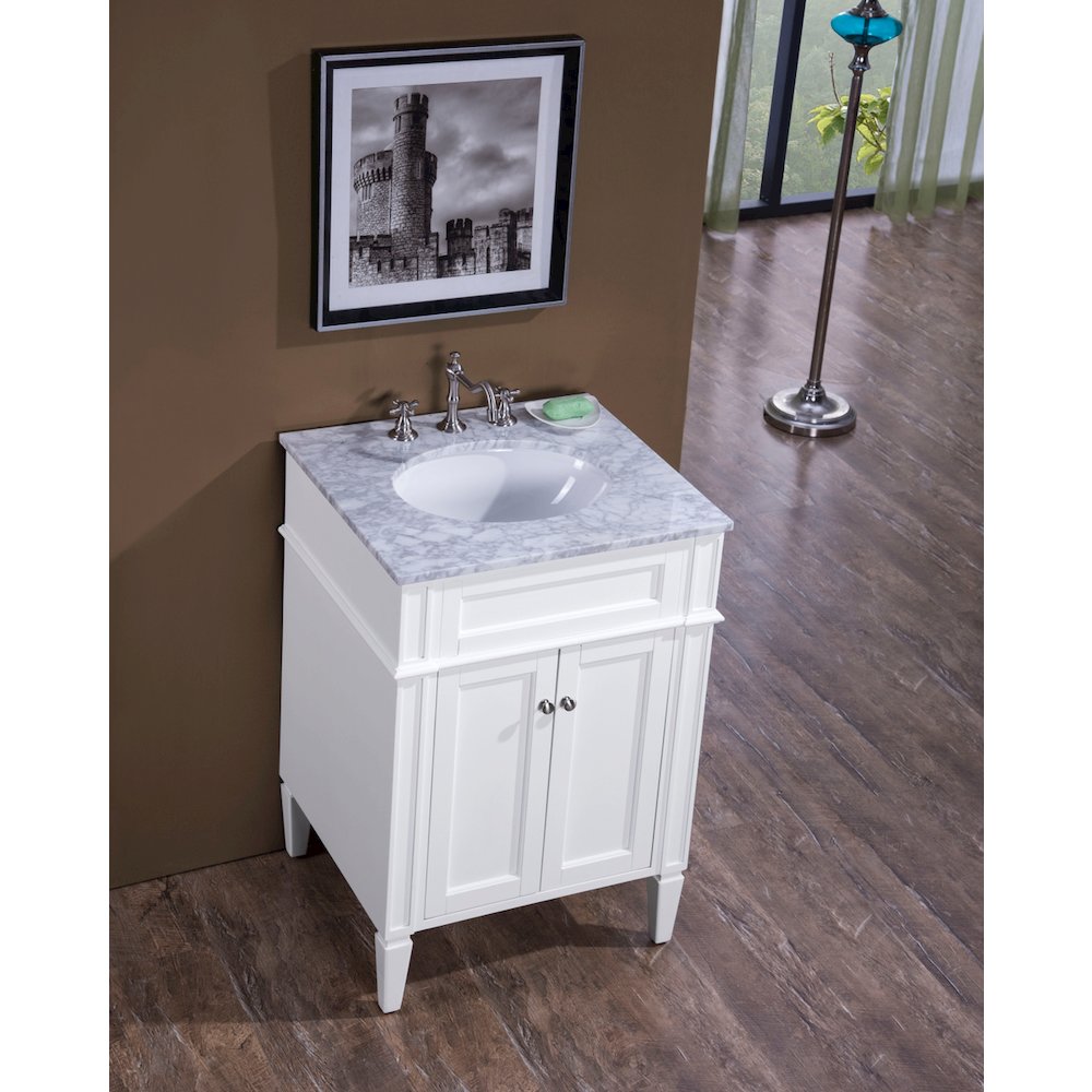 24 In. Single Bathroom Vanity Set In White