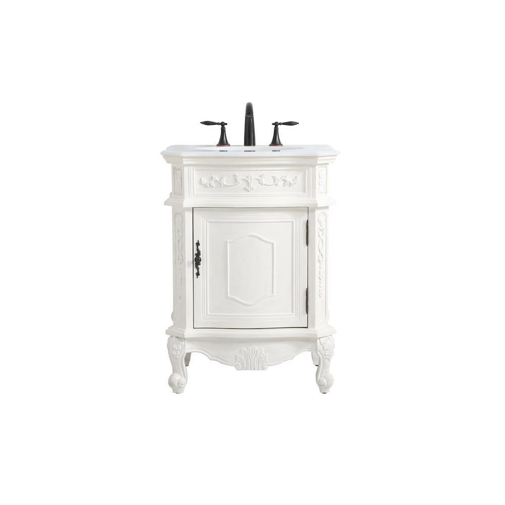 24 inch Single Bathroom vanity in antique white
