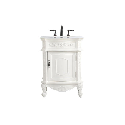 24 inch Single Bathroom vanity in antique white