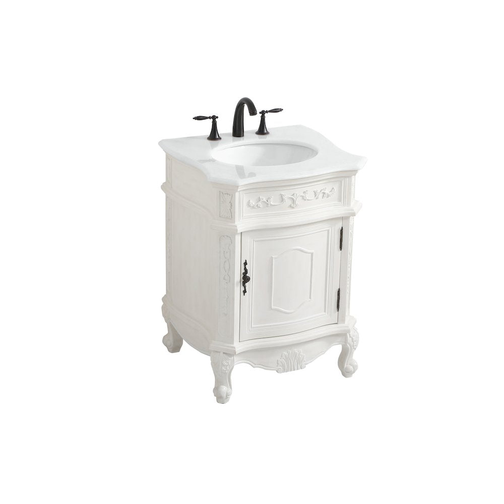 24 inch Single Bathroom vanity in antique white