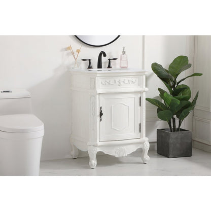 24 inch Single Bathroom vanity in antique white