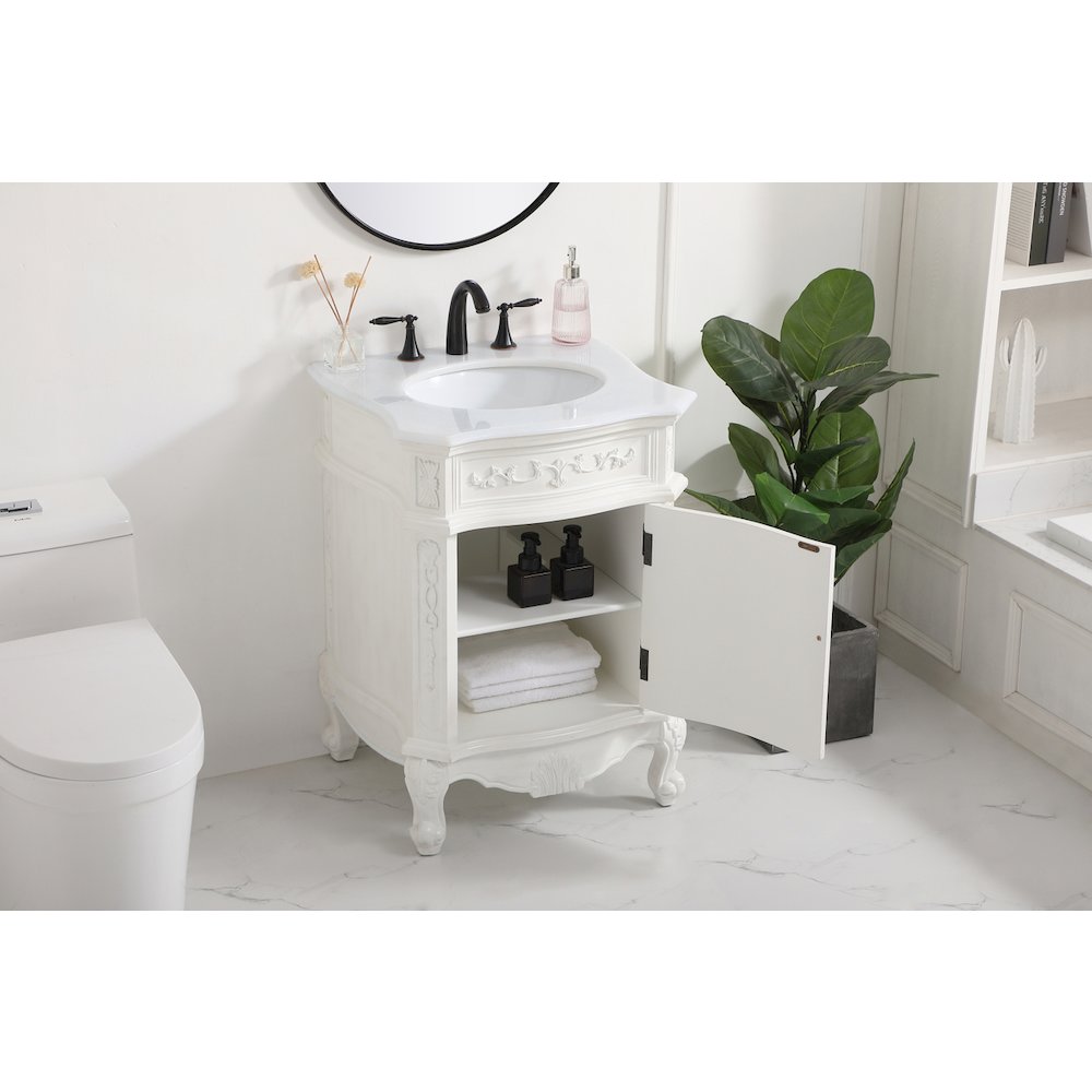 24 inch Single Bathroom vanity in antique white