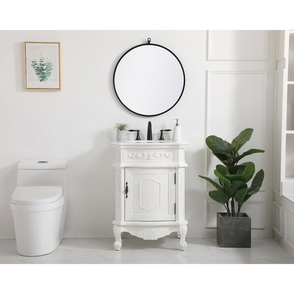 24 inch Single Bathroom vanity in antique white