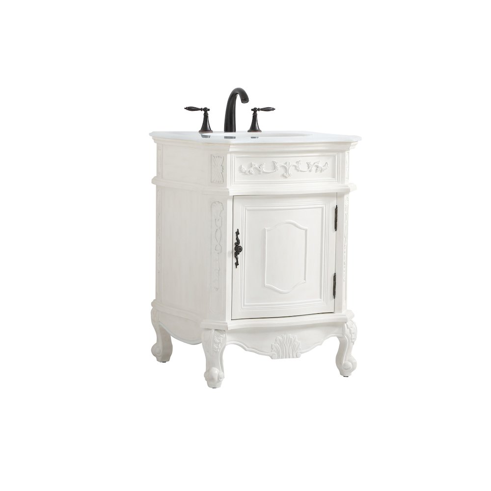 24 inch Single Bathroom vanity in antique white
