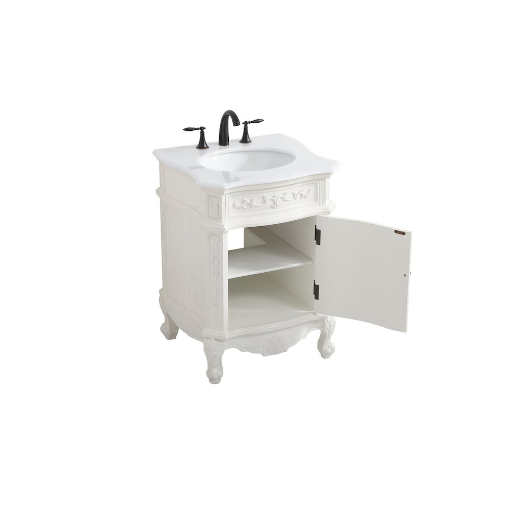 24 inch Single Bathroom vanity in antique white