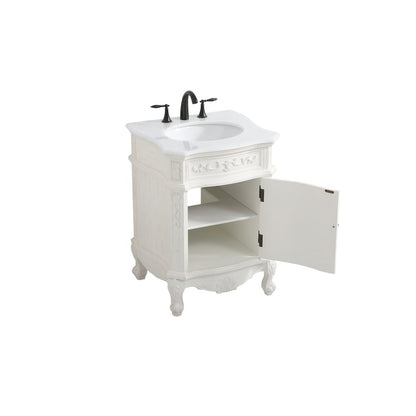 24 inch Single Bathroom vanity in antique white