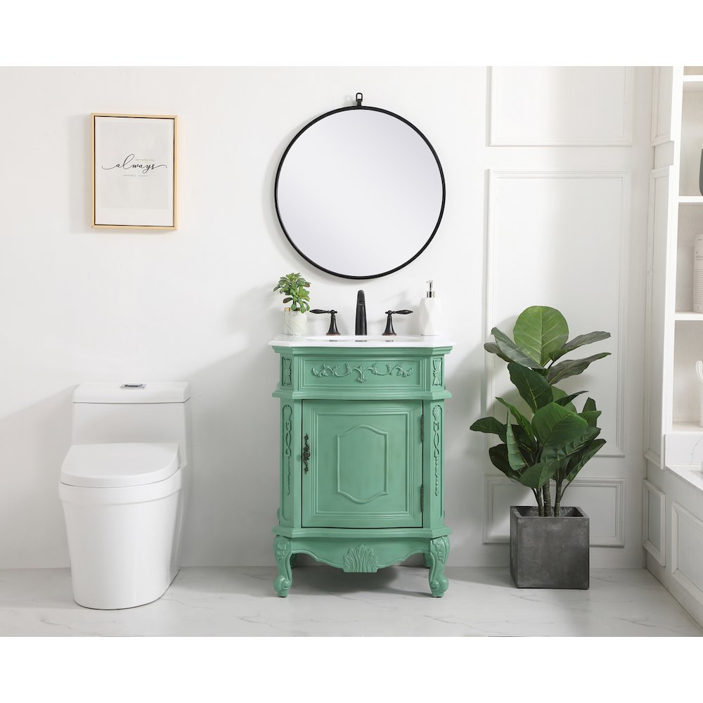 24 inch Single Bathroom vanity in vintage mint
