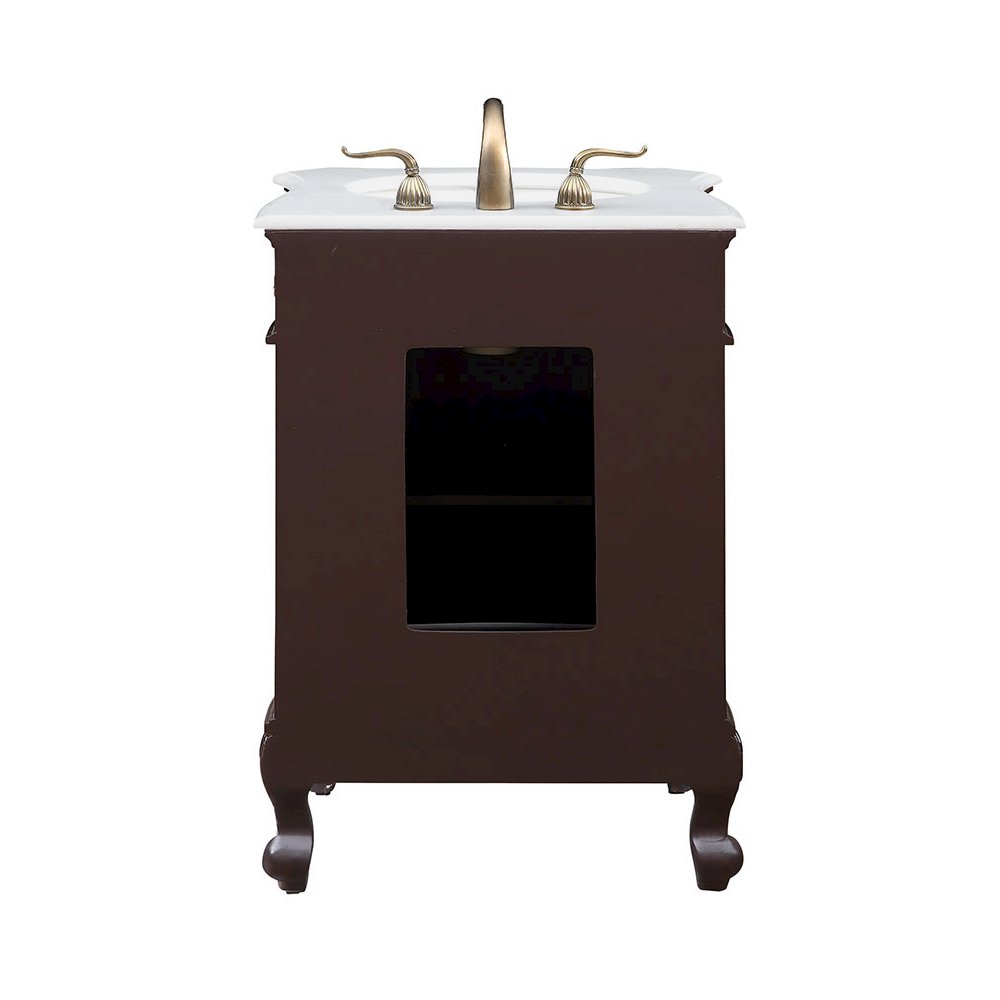 24 inch Single Bathroom vanity in Coffee with ivory white engineered marble