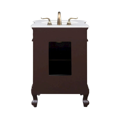 24 inch Single Bathroom vanity in Coffee with ivory white engineered marble