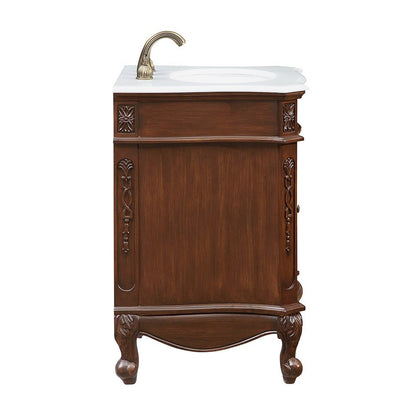 24 inch Single Bathroom vanity in Coffee with ivory white engineered marble