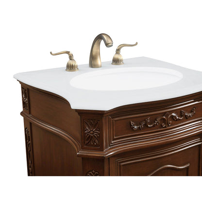 24 inch Single Bathroom vanity in Coffee with ivory white engineered marble
