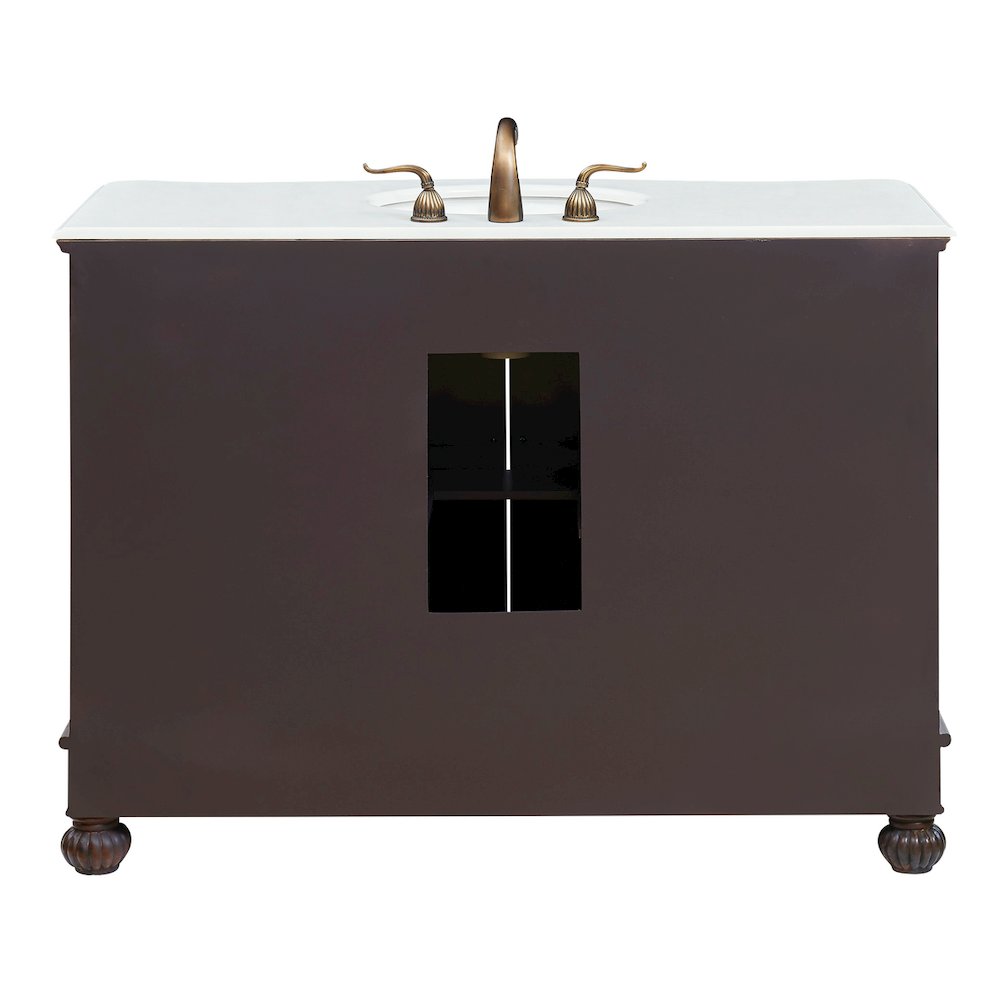 48 inch Single Bathroom vanity in Teak Color with ivory white engineered marble