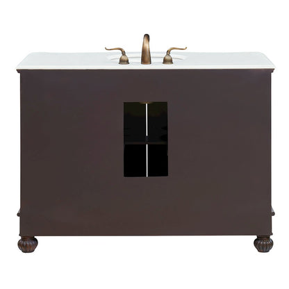 48 inch Single Bathroom vanity in Teak Color with ivory white engineered marble
