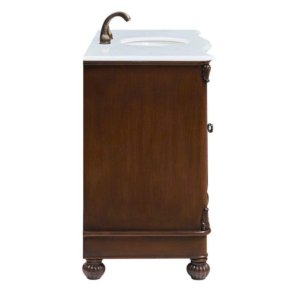 48 inch Single Bathroom vanity in Teak Color with ivory white engineered marble