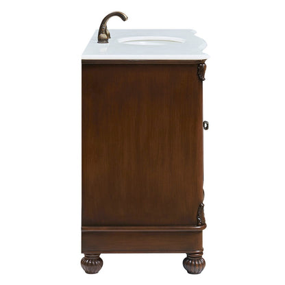 48 inch Single Bathroom vanity in Teak Color with ivory white engineered marble