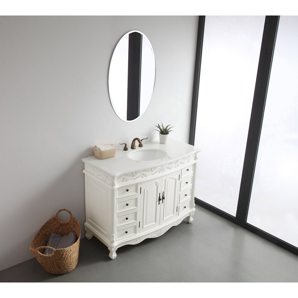 48 inch Single Bathroom vanity in Antique White