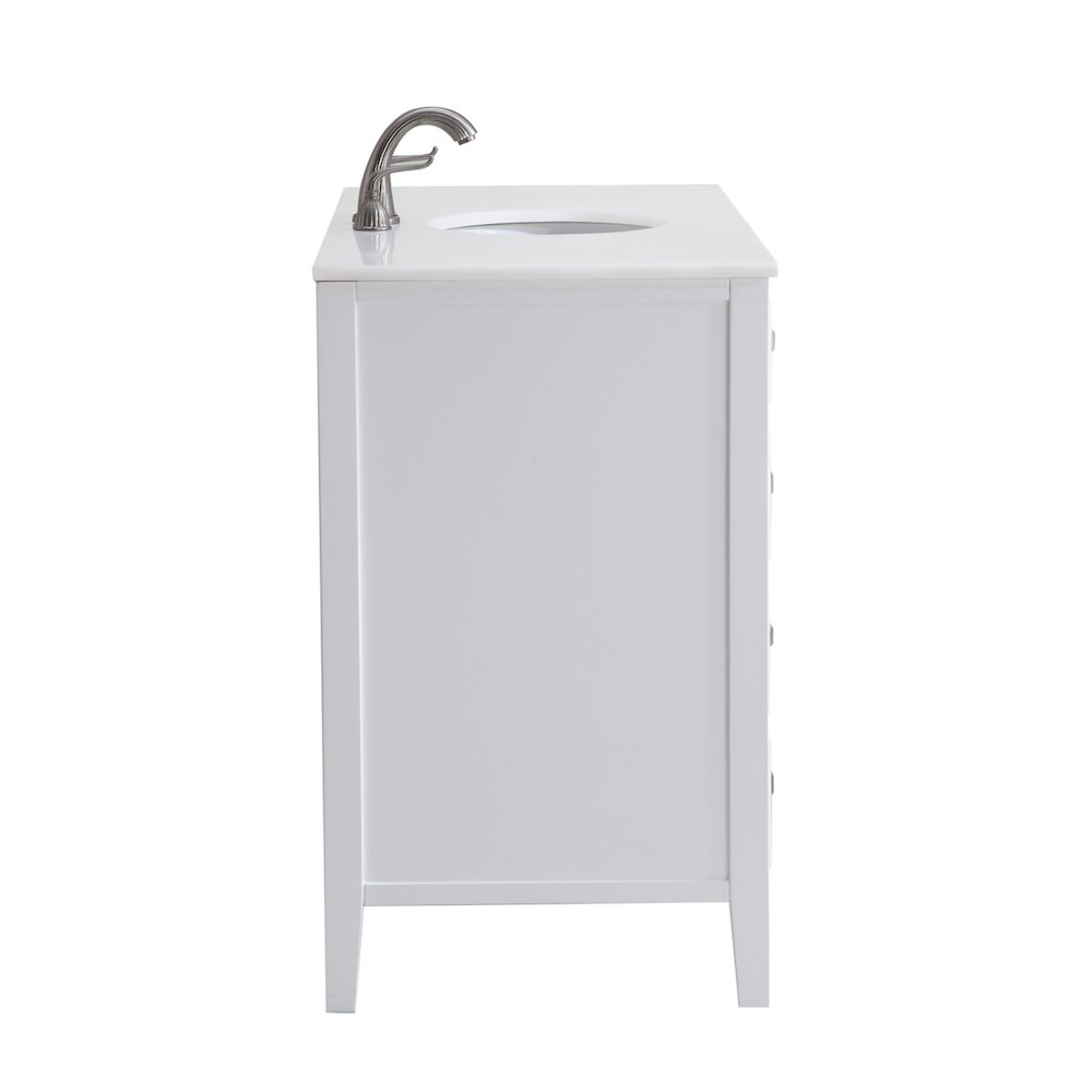 48 inch Single Bathroom vanity in White with ivory white engineered marble