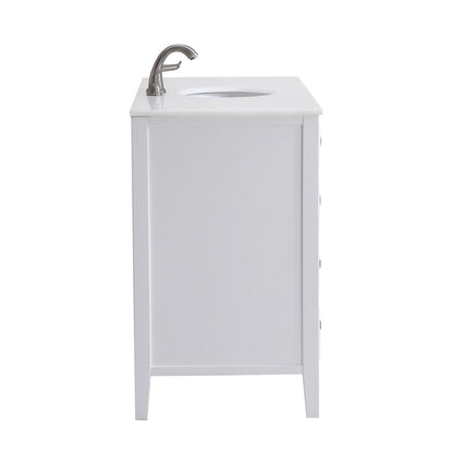 48 inch Single Bathroom vanity in White with ivory white engineered marble