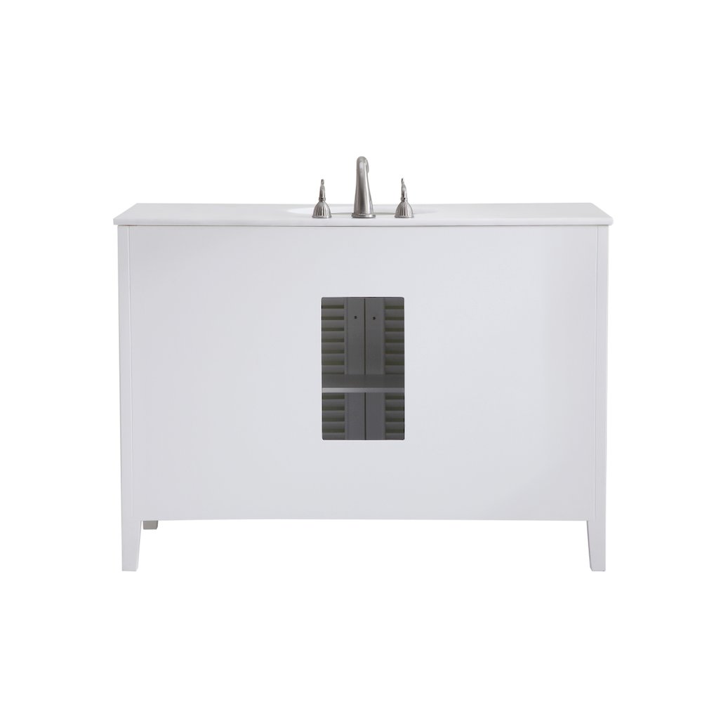48 inch Single Bathroom vanity in White with ivory white engineered marble