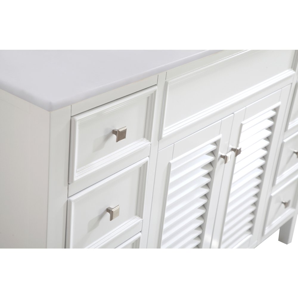 48 inch Single Bathroom vanity in White with ivory white engineered marble