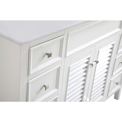 48 inch Single Bathroom vanity in White with ivory white engineered marble