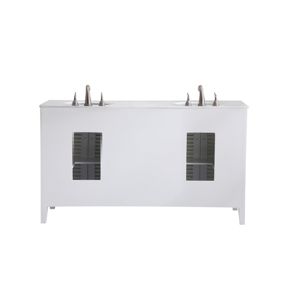 60 inch Double Bathroom vanity in White with ivory white engineered marble