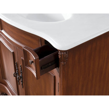 36 inch Single Bathroom vanity in brown with ivory white engineered marble
