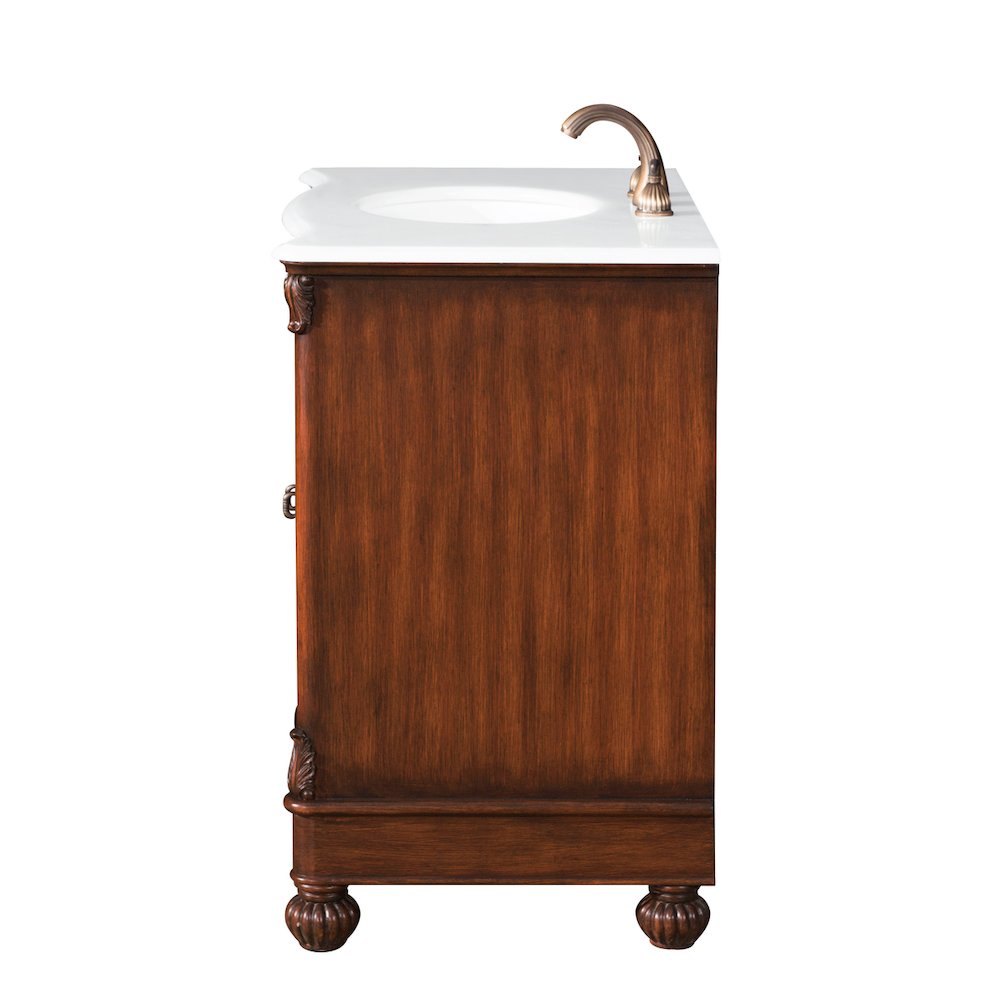 36 inch Single Bathroom vanity in brown with ivory white engineered marble