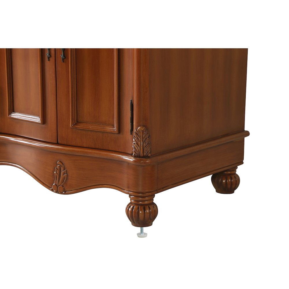 60 inch Double Bathroom vanity in Teak with ivory white engineered marble