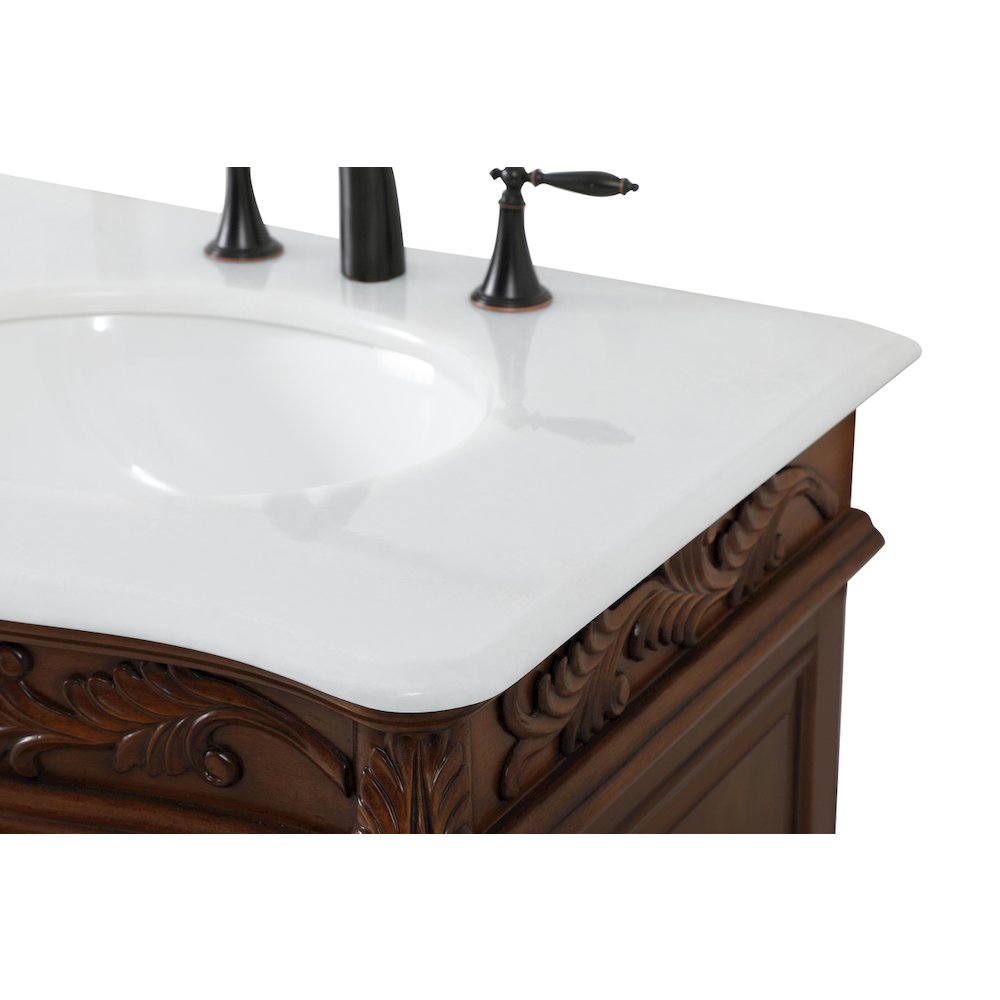 60 inch double Bathroom vanity in teak with ivory white engineered marble