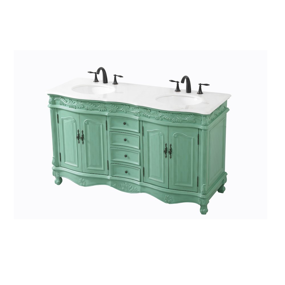 60 inch double Bathroom vanity in vintage mint