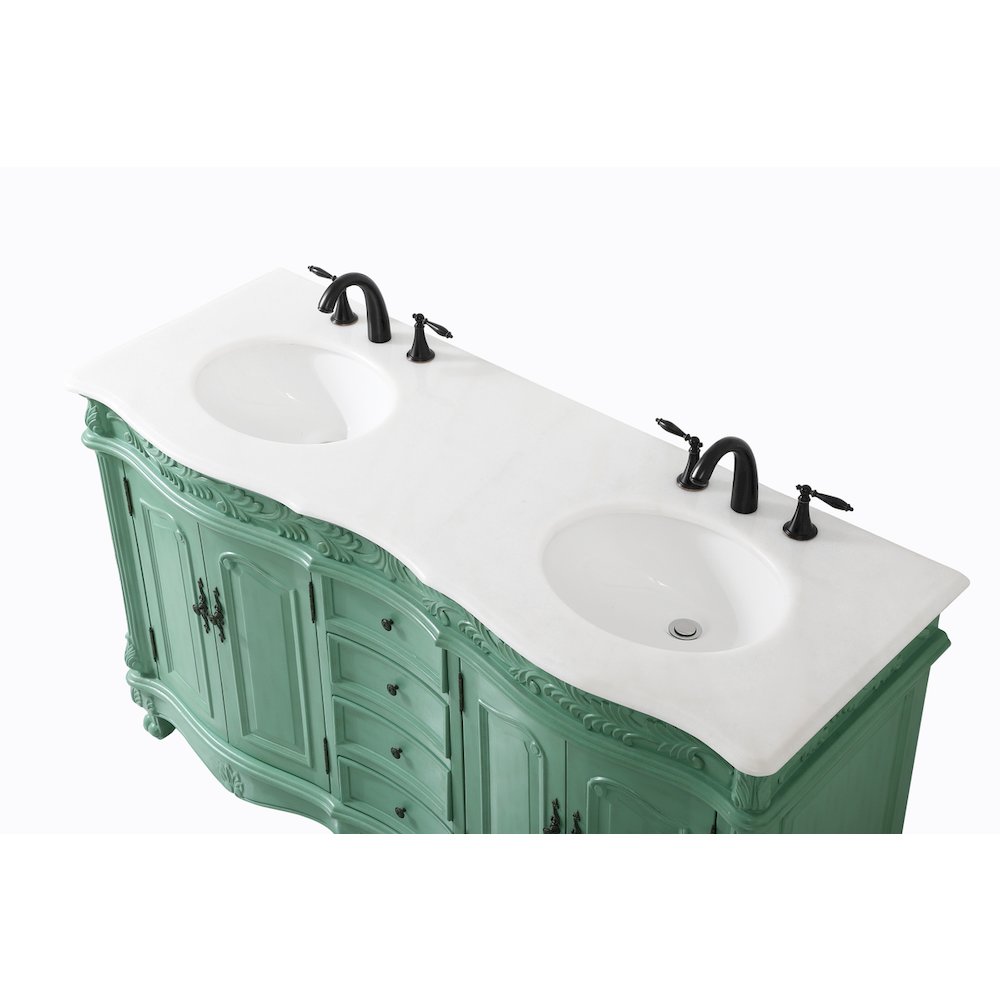 60 inch double Bathroom vanity in vintage mint