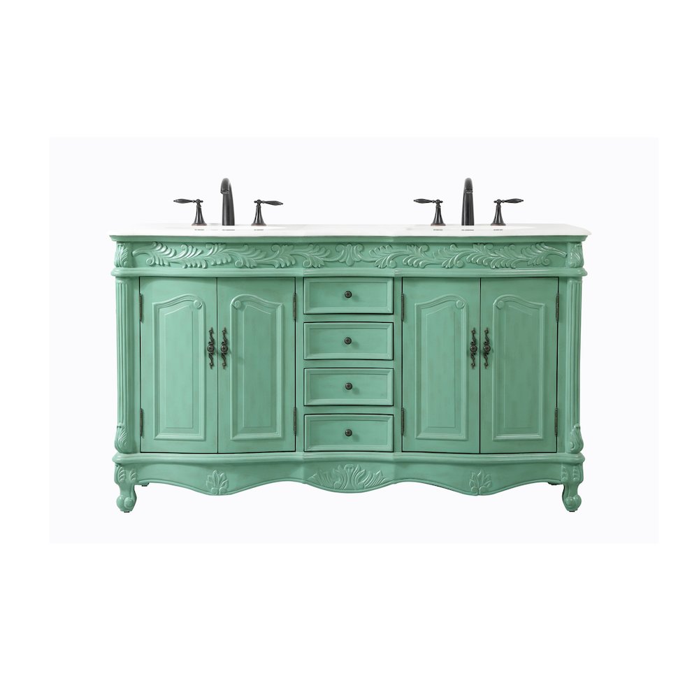 60 inch double Bathroom vanity in vintage mint