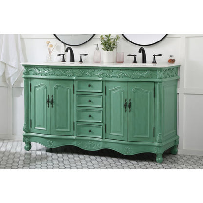 60 inch double Bathroom vanity in vintage mint