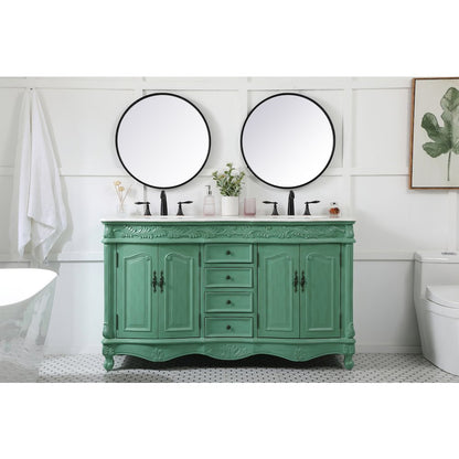 60 inch double Bathroom vanity in vintage mint