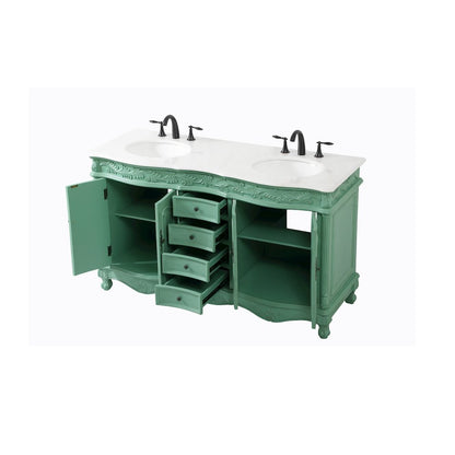 60 inch double Bathroom vanity in vintage mint