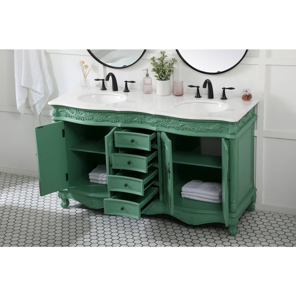 60 inch double Bathroom vanity in vintage mint