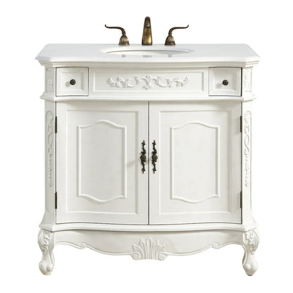 36 inch Single Bathroom vanity in Antique White