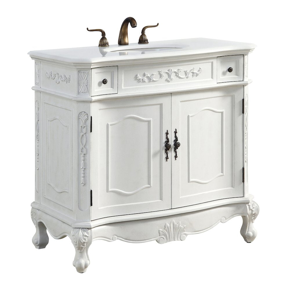 36 inch Single Bathroom vanity in Antique White