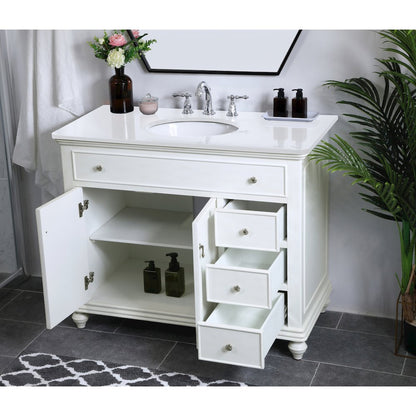 42 inch Single Bathroom vanity in antique white