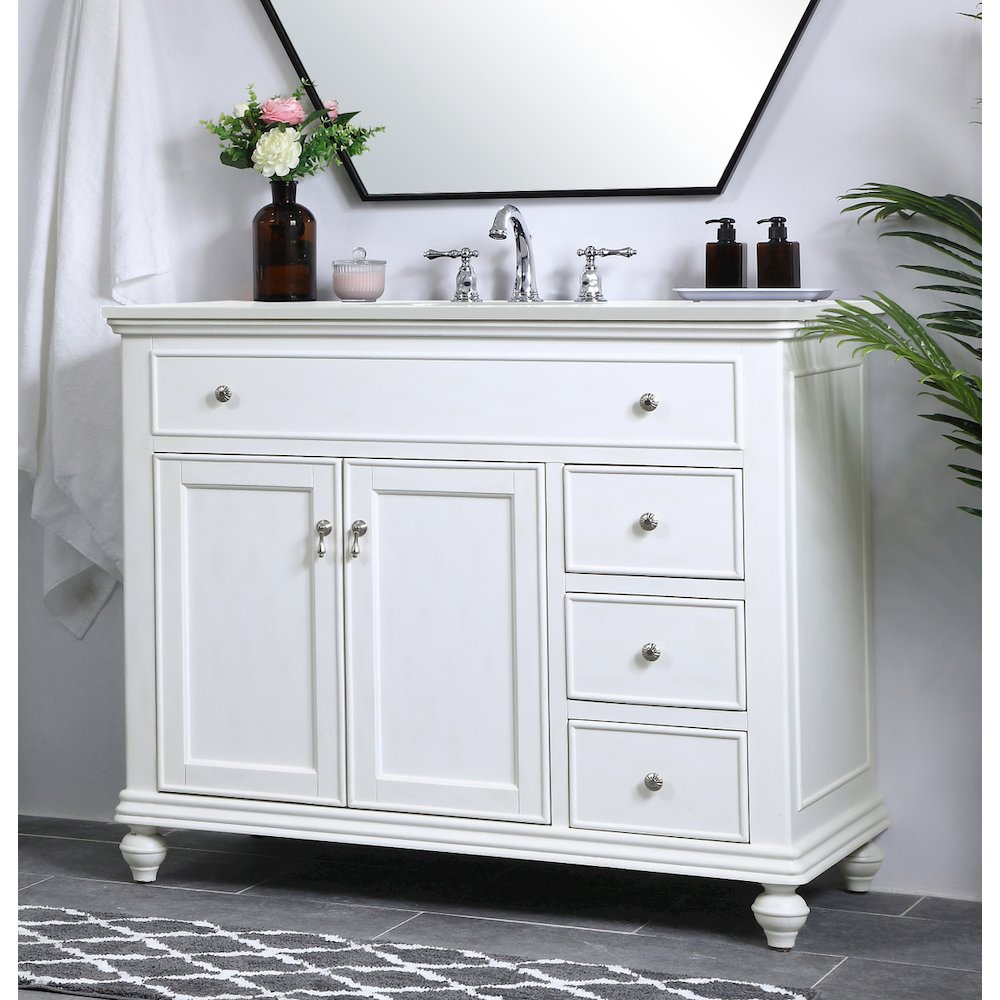 42 inch Single Bathroom vanity in antique white